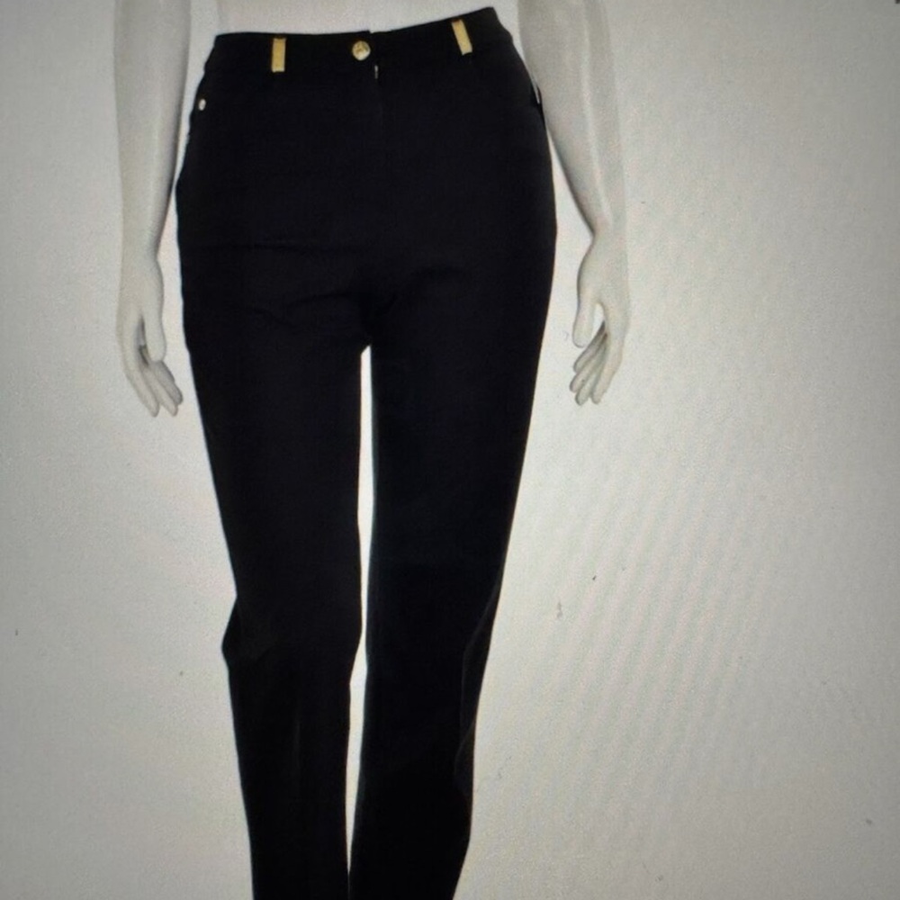 St. John Sport by Marie Gray Pants Trousers gold logo detail Black size 6